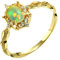 Skcess Goldring Damen 585 Echtgold 14K Verlobungsring Mehrfarbig Opal Oval, Ringe mit Opal und Zirkonia Zirkonia Ring Damen Größe 47 (15.0)