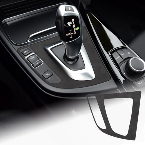 FDAIUN Auto Alcantarn Schaltknauf Panel Rahmenabdeckung Steuerkasten Aufkleber Innenverkleidung für BMW 3er F30 GT F34(2013-2018) F36(2014-2019) Autoverkleidung Schalthebelabdeckung (Schwarz)