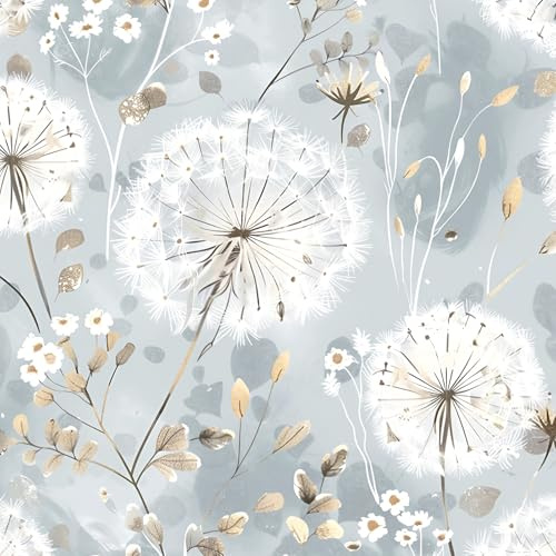 Nukofal Floral Wallpaper Peel and Stick Dandelion Wallpaper Floral Contact Paper 16.9x118.1 Vintage Flower Contact Paper Boho Self Adhesive Removable for Bedroom Cabinets Decorative Wall Vinyl