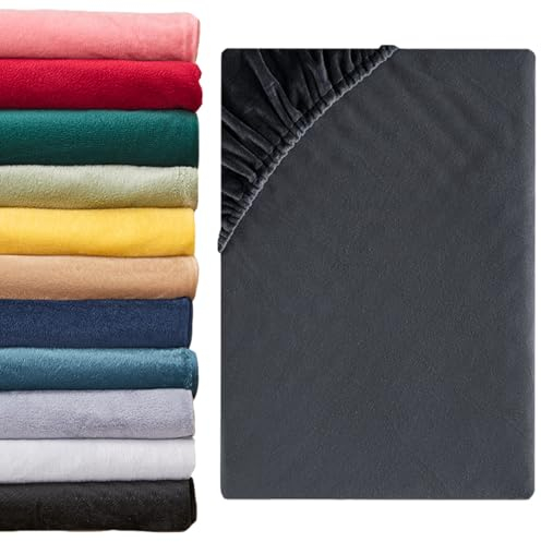 Beqnat Spannbettlaken 180x200cm - 200x200cm Winter Teddy Plüsch Bettlaken Flauschig Fleece Spannbetttuch Cashmere Touch Kuschelig Spannleintuch | Farbe: Anthrazit