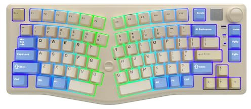 CORBOBO LEOBOG Alice A75 Clavier Ergonomique Gaming Mécanique Sans Fil TriMode BT5.0/2.4G/Filaire avec Joystick et Bouton 75% Disposition RGB Rétroéclairé Commutateurs linéaires remplaçables à chaud