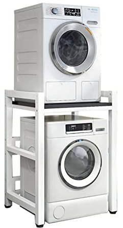 Height Adjustable Dryer Stand & Stacking Kit for Front Loader Washing Machines & Tumble Dryers - Over Washer Storage Rack with 400KG Load Capacity - Efficient Laundry Organization