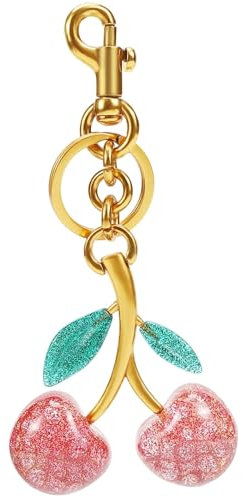 Kirsch-Bag Charm - Vielseitiger Schlüsselanhänger, Geldbörsenanhänger Glücksbringer, Personalisiertes Auto-Zubehör,modischer Taschen- oder Schlüssel-Accessoire für handtaschen (Rosa)