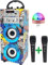 DYNASONIC Macchina Karaoke Portatile, 2 Microfoni, Altoparlante Bluetooth, Luci, Lettore USB e SD (025-16 lights)