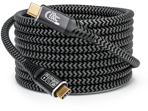 EUDOBEL Cabel USB C 3.2 Gen 2×2 5m,Cable USB C Carga Rapida 100W 20V/5A,Soporta 20Gbps,4k@60Hz Cable USB C Apto para Thunderbolt 4/3,iPhone15/Pro/Pro Max,Samsung Galaxy,MacBook/Pro,Laptop,SSD,Switch