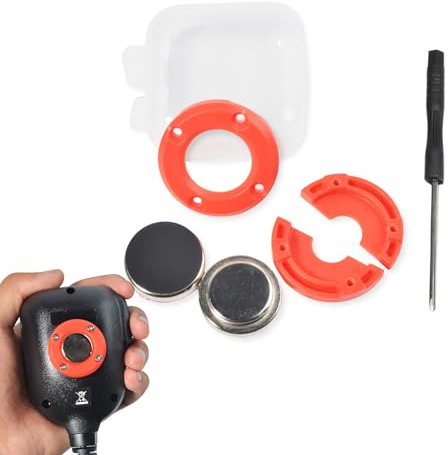 UAYESOK Magnetic Ham CB Radio Mic Mount, Mobile Radio Microphone Hanger Holder, Round Knob Mic Bracket with 3M Adhesive For President Kenwood Motorola Mobile Radio Mic Two Way Radio (Red, 1)