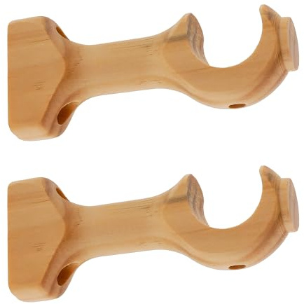 GIRASOLE HOME Offene Halterung 112 mm aus Holz für Stangen mit einem Durchmesser von bis zu 28 mm, 2 Stück (Natur)