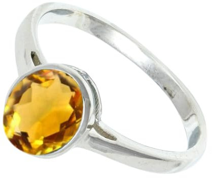 JEWELFORCE 925 Sterling Silber Citrin Edelstein Ring Herren Damen Stein Band Ring Alle Größen Ring Handgefertigter Schmuck JSR-1156AI_55 (17.5)