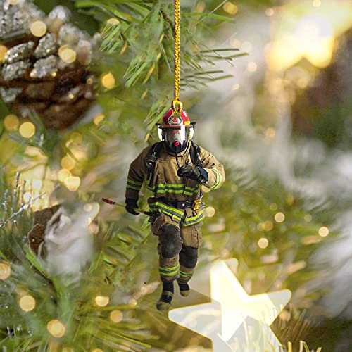 Ornamente Feuerwehrmann Anhänger Home Christmas Tree Decorations Acryl Anhänger 8cm Weihnachtskugel Verkauf für Weihnachtsbaum Party Home Office Dekor