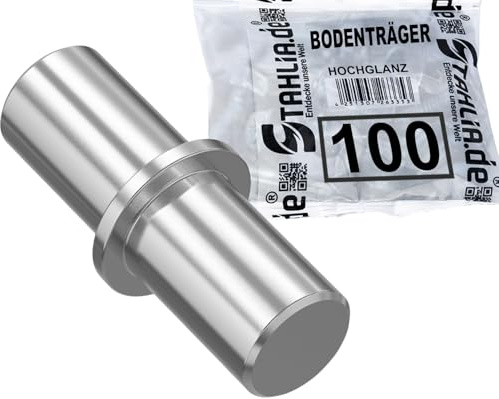 Stahlia Bodenträger 5mm x 16mm für Bohrung 5mm| 100 Stück aus verzinktem Stahl |Einlegeboden Halter Fachbodenträger Regalstifte Regalbodenhalter Regalbretthalter mit Haltering für Regalböden,Holzböden