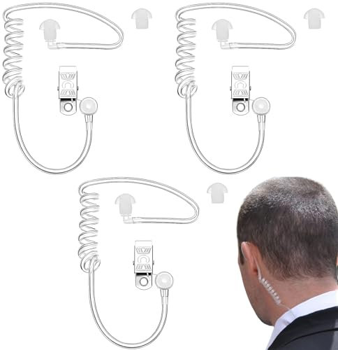 AONAYO 3 Stück Ersatz Schallschlauch,Headset Kostüm,Transparent Schallschlauch Funkgerät Mit Halteclip Für 2-Wege-Radio-Audio Headsets,Ohrstück,Agenten Kostüm