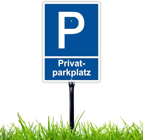 Felexdo Privatparkplatz Schild mit Pfosten, 35x25cm Alu Parkplatzschild Schilder für Privatparkplatz Parkverbot Schild UV-beständig Wasserfest Einfach Einzurichten