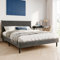 Bett 160x200 und 160x200 cm, Polsterbett mit Lattenrost, Bettgestell, Doppelbett mit weichem Cordbezug und gepolstertem Kopfteil, robustes Gestell, hoher Liegekomfort | Grau | 160x200 cm