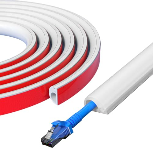 Mini White Cable Trunking Self Adhesive For 1 Electric Cables, 78/2m White One Cord Trunking for Electric Cables, Soft PVC Semi-circular Side Opening Cable Duct to Hide Wire(COLOR:white)