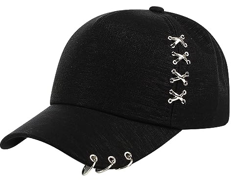 Unisex Korean Harajuku Baseball Cap mit Metallringen Hip Hop Verstellbarer Papa Hut,Ring Baseball Cap Sommer-Neuheiten