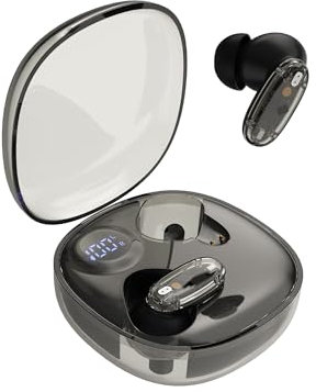 Mars Gaming MHIB2, Auriculares Bluetooth 5.4, Sonido Inmersivo, Diseño Ergonómico Semitransparente y Ultracompacto, 24 Horas Reproducción, Auriculares Inalámbricos con Estuche e Indicador LED, Negro