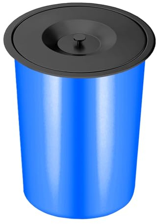 JTWWDM Tapa Cubo Basura Empotrada Acero Inoxidable, Cubo Plástico Azul Invisible para Encimera, Cubierta Cubo Basura con Superficie Cepillada Integrada para Cocina Oficina Hotel,Negro,5L