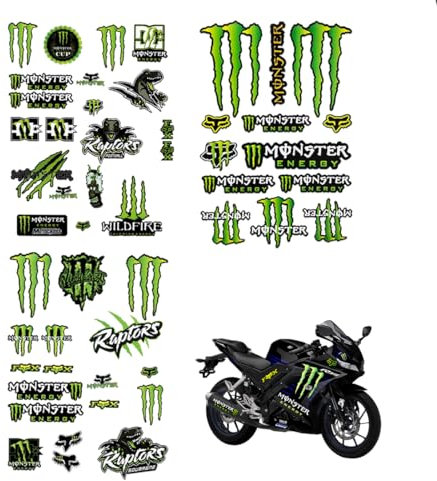 3 Pezzi Moto Adesivi, Adesivo per moto, Monster Energy Stickers, Motocross Sticker Adesivi, per Moto Skateboard Auto e Moto da Fuoristrada
