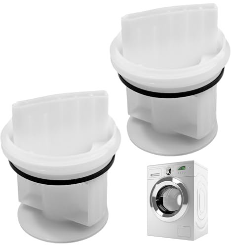 2 filtri per lanugine per lavatrice, compatibile con filtro a lanugine bianco Bosch Siemens, copertura di ricambio per caricamento frontale, copertura universale in plastica per sistema di scarico