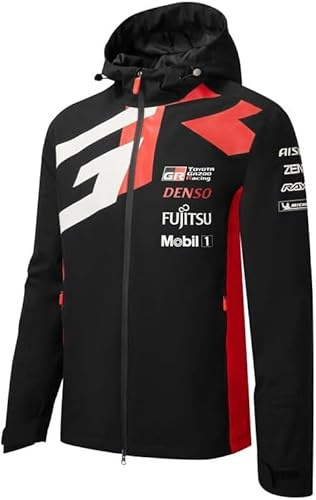 Toyota Gazoo Racing, Offizieller WEC-Merchandise-Artikel 2025, Team wasserdichte Regenjacke, durchgehender Reißverschluss, Schwarz, Rot, Weiß, Schwarz , XL