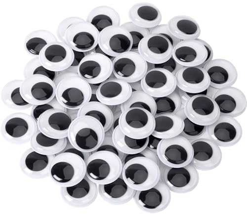 PETKNOWS 120 Pieces Wiggle Eyes, Self Adhesive Craft Sticker Eyes Black White Googly Eyes for DIY Crafts Decoration (25 mm)