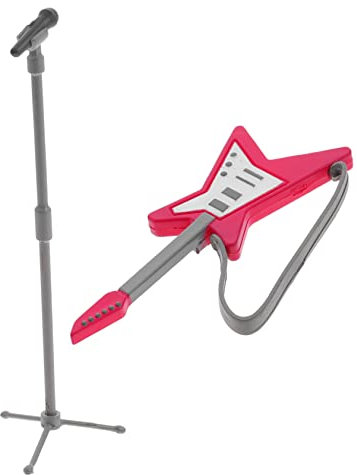 KONTONTY Mini Microfono Elettrico Set Strumenti Musicali in Miniatura Chitarra Elettrica Piccola Accessori Decorazione Casa Miniatura Strumento Musicale Modellino
