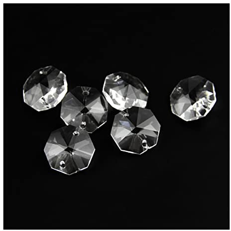 Hängekristalle Prismen Klare Farbe, Zwei Löcher, 14 mm, Kristallglas, achteckige Perlen for Vorhänge/Türen, Dekoration, Beleuchtung, Glasteile Hängekristalle Kristalle für Dekoration(50pcs)