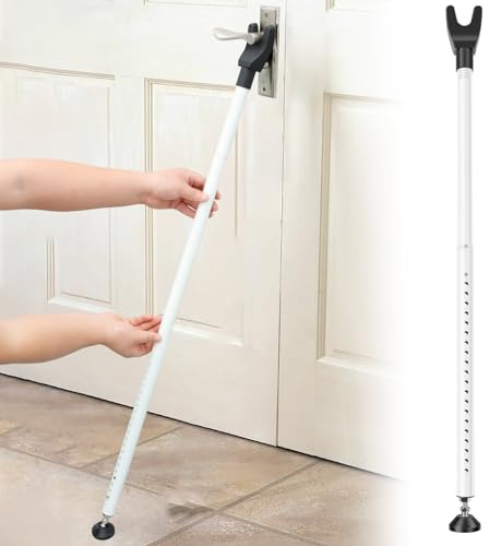 Door Security Bar 44-55 Inch Adjustable Door Stopper Removable Sliding Patio Doors Safety Brace Window Jammer Bar for Home, Hotel, Apartment, Travel(White)