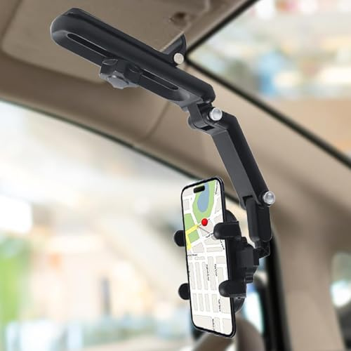 Sun Visor Phone Holder, 360° Rotatable Adjustable Car Mount for All Smartphones(Black)