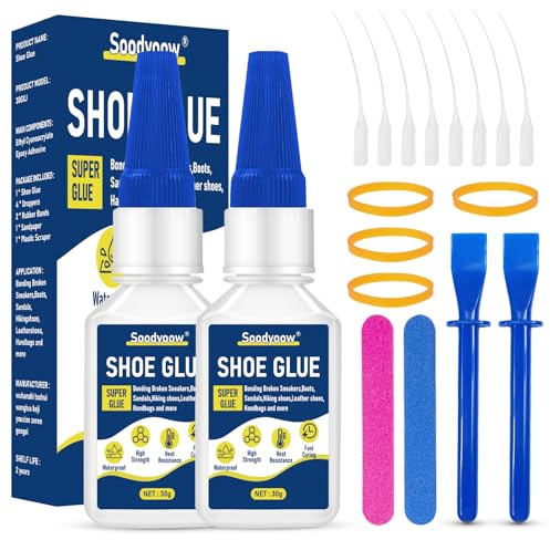 Soodyoow 2 * 30g Colla per Scarpe, Colla per Scarpe Professionale per Suole di Scarpe, Scarpe da Ginnastica, Suole, Stivali, Sandali, Tacchi Alti, Pelle, Borse e Altro Ancora