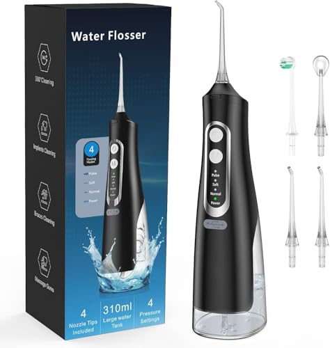 Water Flosser for Teeth Cleaner Rechargeable Oral Irrigator 4 Modes 310ML IPX7 Waterproof Powerful Battery Water Dental Pick for Home Travel x006
