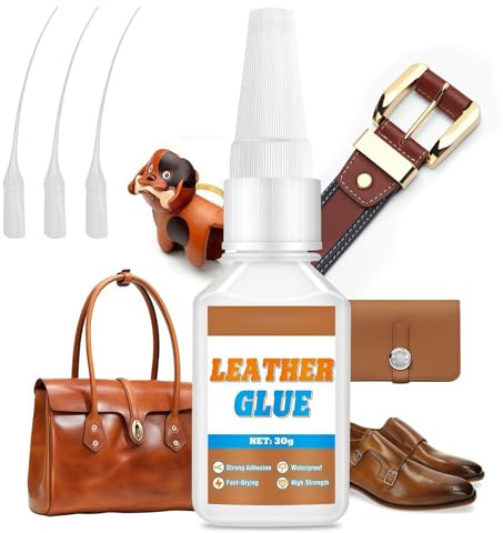 30G Leather Glue - Waterproof Flexible Adhesive for Shoe Repair, Bags, Sofas, DIY | Fast-Drying, Clear, Durable for Genuine & PU Leather, Rubber | Special Fabric Adhesive for Leather Craft, Furniture