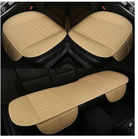 Dgmrcie Autositzbezüge Kompletter Für Citroen Alle Molle Für C4-Aircross Für C4-Picasso C6 Für C5 Für C4 C2 C-Elysee Auto Zubehör Universal Ler Sitzkissen(Full Set Beige)