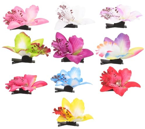 Orchideen Haarspangen Dekorative Clips aus Gewebe 10 Stück | Florale Form, für Damen, Vielseitig Einsetzbar, 1 Stück für Verschiedene Anlässe