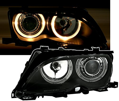 Depo Angel Eyes Scheinwerfer Set Klarglas Schwarz mit Standlichtringe