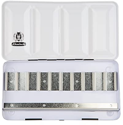 Schmincke - HORADAM AQUARELL empty box for 10 x 15 ml tubes, 74 910 097, black metal box with mixing palette, for individual filling with 10 HORADAM tube colours
