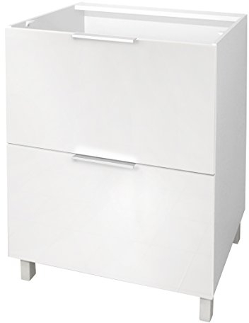 Berlioz Creations CT6BBM Unterschrank für Küche mit 2 Schubladen, in sehr mattem Weiß, 60 x 52 x 83 cm, 100 Prozent französische Herstellung