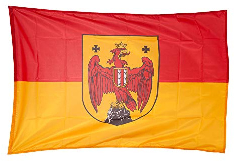 Fahnen Kössinger, Hissflagge im Querformat, Fahne Bundesland Burgenland, Hissfahne mit Wappen, hochwertiger Siebdruck, Brillante Farben, rot-Gold, reißfest, 150 x 100 cm, 1,5 m² Fläche