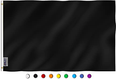 Anley Fly Breeze Bandera Negra sólida de 3x5 pies - Color Vivo y Resistente a la decoloración UV - Encabezado de Lienzo y Doble Costura - Banderas Negras Lisas Poliéster con Arandelas de latón
