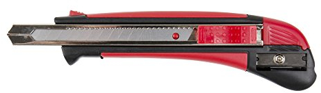STIER Cutter Messer 9mm breit mit Bleistiftanspitzer zum Schneiden von Karton, Teppich & PVC, Kuttermesser, Klingenmesser, Teppichmesser, Kartonmesser
