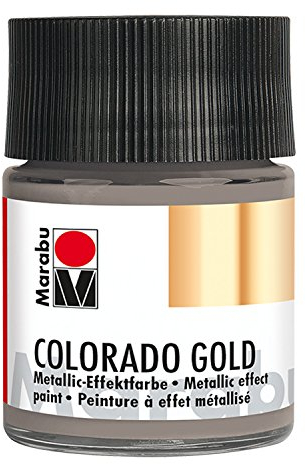 Marabu 12640005772 - Metallic Effektfarbe, Colorado Gold metallic anthrazit 50 ml, auf Wasserbasis, lichtecht, wetterfest, schnell trocknend, zum Pinseln und Tupfen auf saugenden Untergründen
