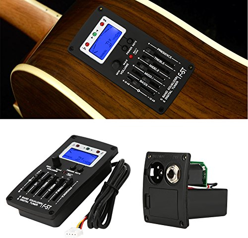 F-5T 5 Band Equalizer Tonabnehmer, Digital Tuner Tonabnehmer Akustische E-Gitarre Vorverstärker Tuner mit LCD-Tuner und Lautstärkeregler für elektrische akustische Klassische Gitarre