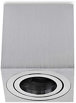 Sweet Led Aufbauspot GU10 eckig – Aluminium gebürstet – Aufbaustrahler schwenkbare Aufbauleuchte mit Fassung 230V – eckige Aufputz Strahler Innenbereich