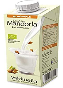 Valdibella, Latte di mandorla 8% senza zucchero bio, senza glutine, senza lattosio, 250ml