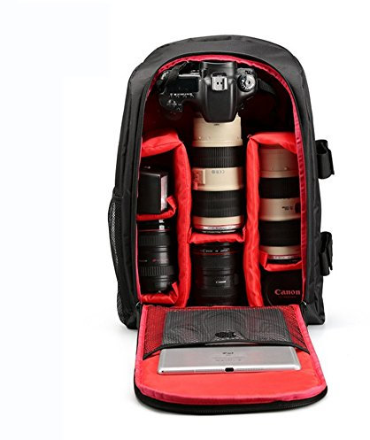 LUVODI Camera Backpack for SLR/DSLR Cameras w/ 16” Laptop Compartment Professional Waterproof Photography Bag Rucksack Lens Flashes Camera Case for Canon, Nikon, Sony and Accessories (Red)