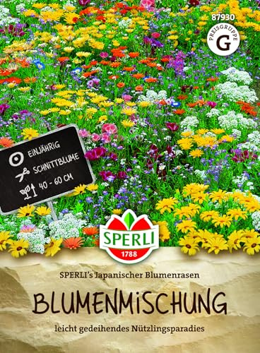 Sperli Blumensamen Mischung SPERLI's Japanischer Blumenrasen 87930, Saatgut | Mehrfarbige Sommerblumen, 40–60 cm, für Beet und Naturgarten, lange Blüte Juni bis Oktober