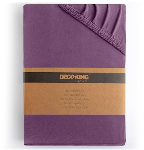 DecoKing Spannbettlaken 120x200 140x200 cm 100% gekämmte Baumwolle Amber | Pflaume Violett Spannbetttücher Jersey Boxspringbett 120 x 200 140 x 200