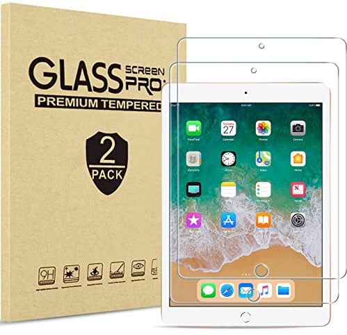 Procase 2 Piezas Protector para iPad 6.ª 5.ª Gen 2018 2017/ iPad Pro 9.7 2016/ iPad Air 2/ iPad Air, Vidrio Cristal Templado Screen Protector para iPad 9.7 Pulgadas