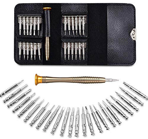 FansQ Präzisionsbrillenreparatur-Schraubendreher-Set, Mini-Schraubendreher-Werkzeug 25 in 1 Kit, verwendet für Brillen, Sonnenbrillen, Uhren, Computer, Schmuck
