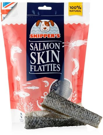 SKIPPER'S Salmon Skin Flatties Dog Treats 100g, Remove Plaque, Healthy Source of Omega Oils, Naturally Low in Fat